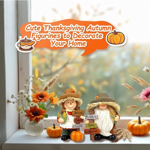 خريف الشكر فزاعة الزينة داخلي الحصاد جنوم التماثيل 2 جهاز كمبيوتر شخصى الخريف ديكور الطاولة مع لوحات ملهمة عطلة داخلية تمثال تحصيل للنساء الرجال الأطفال in Kuwait