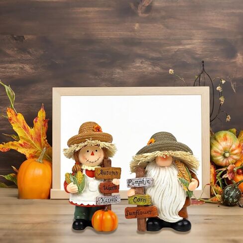 خريف الشكر فزاعة الزينة داخلي الحصاد جنوم التماثيل 2 جهاز كمبيوتر شخصى الخريف ديكور الطاولة مع لوحات ملهمة عطلة داخلية تمثال تحصيل للنساء الرجال الأطفال in Kuwait