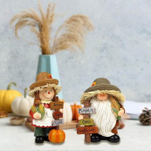 خريف الشكر فزاعة الزينة داخلي الحصاد جنوم التماثيل 2 جهاز كمبيوتر شخصى الخريف ديكور الطاولة مع لوحات ملهمة عطلة داخلية تمثال تحصيل للنساء الرجال الأطفال in Kuwait