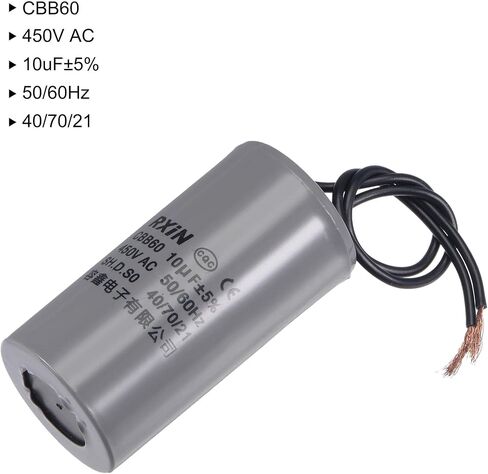 uxcell CBB60 Run Capacitor 6uF 450V AC 2 Wires 50/60Hz Cylinder 54x34mm for Air Compressor Water Pump Motor in Saudi Arabia