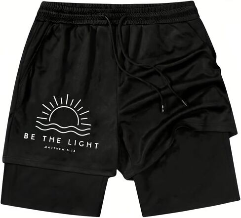 Mens Graphic Shorts I Can Do All Things Through Christ Stand for The Flag Kneel for The Cross 2 in 1 Christian Shorts in Kuwait