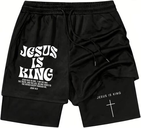 Mens Graphic Shorts I Can Do All Things Through Christ Stand for The Flag Kneel for The Cross 2 in 1 Christian Shorts in Kuwait