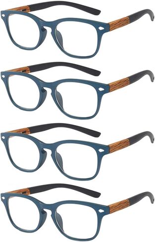 Reading Glasses 4 Pack, OWN4B Vintage Fashion Designer Wood Grain Readers Eyeglasses Readingglasses for Women Men Unisex (4 Pack Mix Color, 1.5) in Saudi Arabia