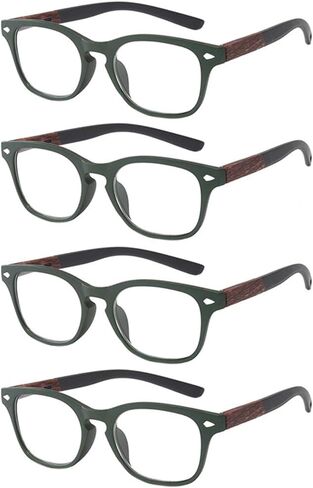 Reading Glasses 4 Pack, OWN4B Vintage Fashion Designer Wood Grain Readers Eyeglasses Readingglasses for Women Men Unisex (4 Pack Mix Color, 1.5) in Saudi Arabia
