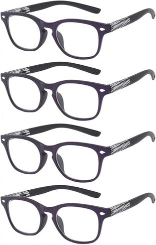 Reading Glasses 4 Pack, OWN4B Vintage Fashion Designer Wood Grain Readers Eyeglasses Readingglasses for Women Men Unisex (4 Pack Mix Color, 1.5) in Saudi Arabia