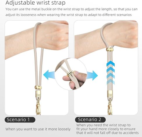 Cell Phone Lanyard Adjustable Crossbody Phone Lanyard *1 Phone Wrist Strap *1 with Deluxe Gold Matal Buckle + Clear Tether Tabs *2 for Shopping Travelling Hiking(DARK BLUE) in Kuwait