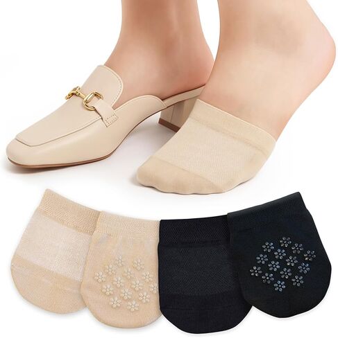 يغطي الجزء العلوي من أصابع القدم من Jinny's Shoppe نصف جوارب بدون بطانة - جوارب مخفية غير قابلة للانزلاق للأحذية بدون كعب للنساء 4/8 أزواج in Kuwait