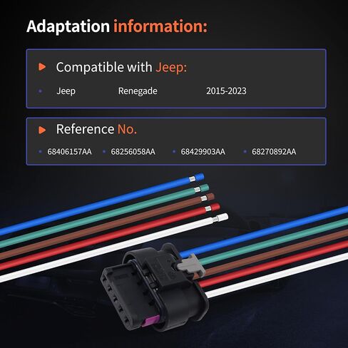 HiSport 5 Pin Rear Taillight Harness Connector Compatible with Jeep Renegade 2015-2022 Replace 68406157AA in Saudi Arabia