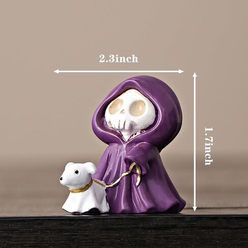1 PCS Purple Skull Grim Reaper Statue - Middle Finger Design with Ghost Walking Dog, Halloween Edgy Home Decor for Desktop, Bookshelf in Saudi Arabia