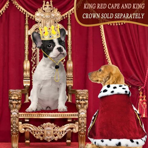 ​Pet Cloak ​King Dog Cape Robe Cute Halloween Christmas Cat Costume Queen Clothes Lux Fur Royal Cape Prince Princess Outfit Birthday Dress Small Large Dog Halloween Costume (Crimson, Small) in Kuwait