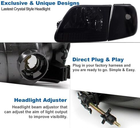 Replacement Headlights w/Corner Lights Amber/Chrome Compatible with 1997-03 Ford F-150 | 1997-02 Expedition in Saudi Arabia
