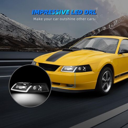 AUTOSAVER88 Headlight Assembly Compatible with 2005-2009 Ford Mustang Black Housing Clear Lens OE Style Headlamps Replacement(Driver and Passenger Side) in Saudi Arabia