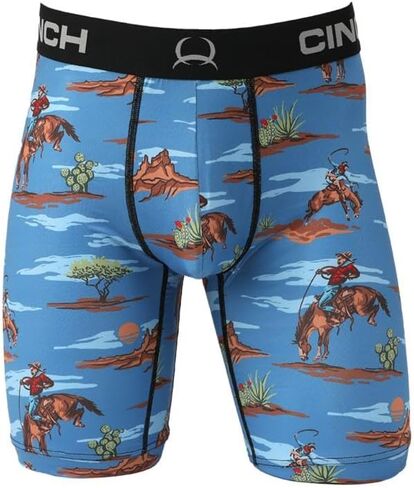 Cinch Men's 9" Buckaroo Boxer Brief Large Blue in Saudi Arabia