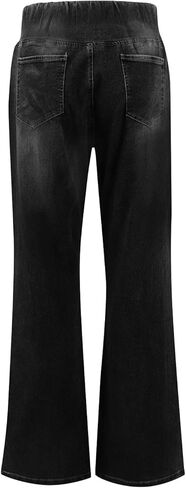 سروال جينز نسائي كروس متوهج لليوجا مع جيوب مقاس كبير بنطال جينز واسع الساق قابل للتمدد وسحب على السراويل in Kuwait