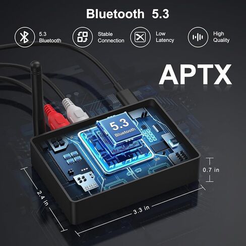 Bluetooth Transmitter for TV, Bluetooth 5.3 Transmitter Receiver, 2 in 1 Bluetooth AUX Adapter with Aptx Low Latency, AUX/RCA Bluetooth Transmitter for Home Stereo, Car, Speakers in Saudi Arabia