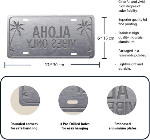Aloha Vibes Sign Wall Decor – Surfboard Art for Home, Office, House | Perfect Beach Wall Art and Surf Decor for Wall (12"x6" / 30x15 cm) in Saudi Arabia