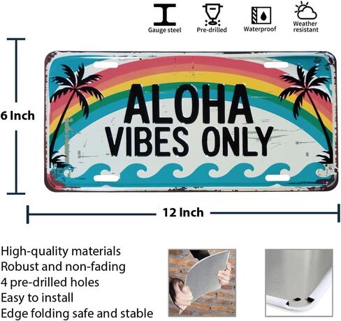 Aloha Vibes Sign Wall Decor – Surfboard Art for Home, Office, House | Perfect Beach Wall Art and Surf Decor for Wall (12"x6" / 30x15 cm) in Saudi Arabia