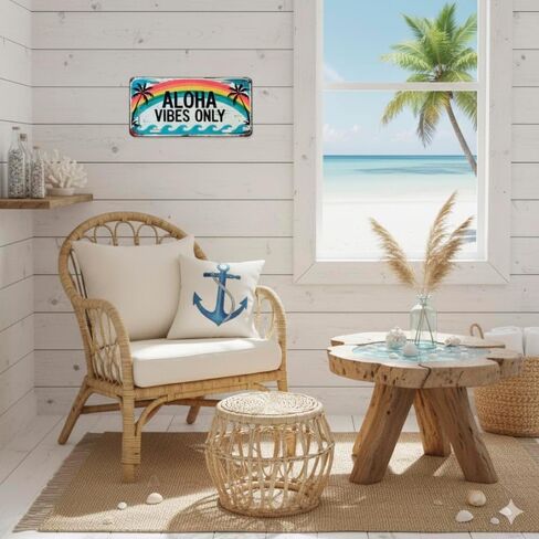 Aloha Vibes Sign Wall Decor – Surfboard Art for Home, Office, House | Perfect Beach Wall Art and Surf Decor for Wall (12"x6" / 30x15 cm) in Saudi Arabia