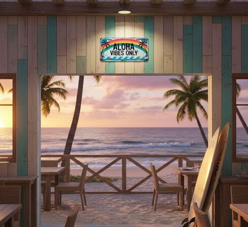 Aloha Vibes Sign Wall Decor – Surfboard Art for Home, Office, House | Perfect Beach Wall Art and Surf Decor for Wall (12"x6" / 30x15 cm) in Saudi Arabia