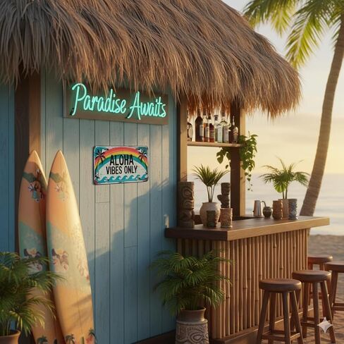 Aloha Vibes Sign Wall Decor – Surfboard Art for Home, Office, House | Perfect Beach Wall Art and Surf Decor for Wall (12"x6" / 30x15 cm) in Saudi Arabia
