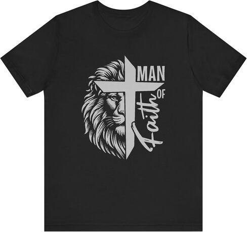 Man of Faith T-Shirt for Men, Christian Apparel, Lion Design Shirt, Inspirational Tee, Men's Faith Tee, Gift for Believers in Saudi Arabia