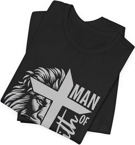 Man of Faith T-Shirt for Men, Christian Apparel, Lion Design Shirt, Inspirational Tee, Men's Faith Tee, Gift for Believers in Saudi Arabia