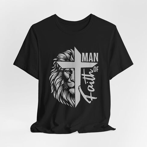 Man of Faith T-Shirt for Men, Christian Apparel, Lion Design Shirt, Inspirational Tee, Men's Faith Tee, Gift for Believers in Saudi Arabia