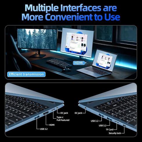 كمبيوتر محمول 15.6 بوصة، 8 جيجابايت DDR4 256 جيجابايت SSD، أجهزة كمبيوتر محمولة مع معالج Celeron J4105 (يصل إلى 2.5 جيجا هرتز)، 5000 مللي أمبير، 2.4/5.0 جيجا واي فاي، كاميرا ويب، Mini HDMI، USB 3.0، بلوتوث 5.0 in Kuwait