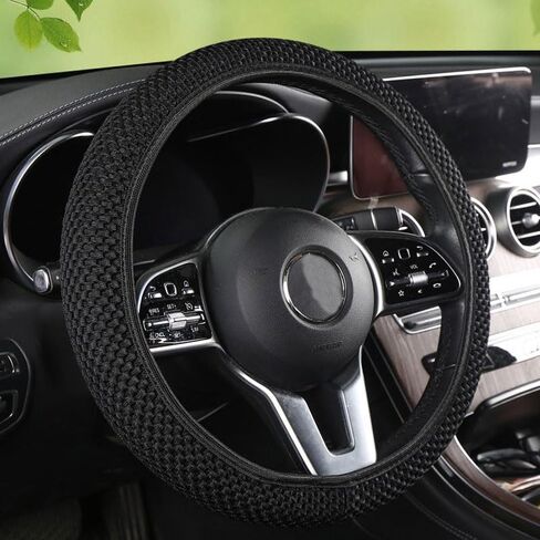 Elastic Stretch Steering Wheel Cover, Universal 15 Inch Automotive Steering Wheel Cover, Anti-Slip, Easy Carry, Warm in Winter and Cool in Summer(Black) in Saudi Arabia