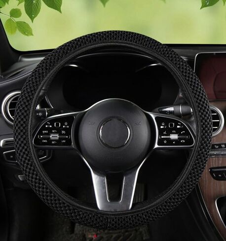 Elastic Stretch Steering Wheel Cover, Universal 15 Inch Automotive Steering Wheel Cover, Anti-Slip, Easy Carry, Warm in Winter and Cool in Summer(Black) in Saudi Arabia