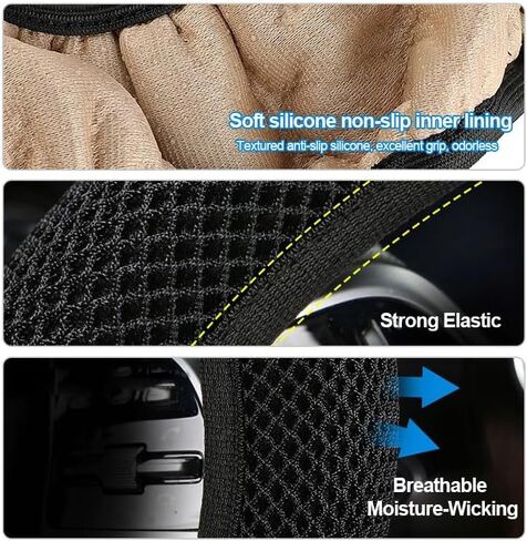 Elastic Stretch Steering Wheel Cover, Universal 15 Inch Automotive Steering Wheel Cover, Anti-Slip, Easy Carry, Warm in Winter and Cool in Summer(Black) in Saudi Arabia