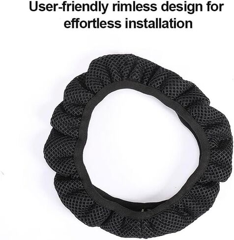 Elastic Stretch Steering Wheel Cover, Universal 15 Inch Automotive Steering Wheel Cover, Anti-Slip, Easy Carry, Warm in Winter and Cool in Summer(Black) in Saudi Arabia