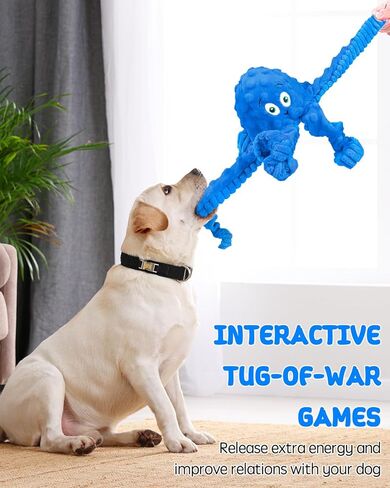 Dog Toys Squeaky, Interactive Plush Stuffed Octopus Tug of War Toy, Puppy Teething Pet Toy for Small Medium Large Dogs to Keep Them Busy in Kuwait