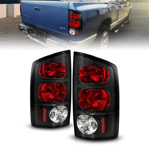 AmeriLite for 2002-2006 Dodge Ram 1500 | 03-06 Ram 2500 3500 Pickup Euro-Style Clear Black Replacement Taillights Pair - Driver and Passenger Side in Saudi Arabia