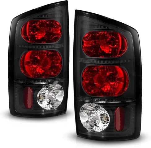 AmeriLite for 2002-2006 Dodge Ram 1500 | 03-06 Ram 2500 3500 Pickup Euro-Style Clear Black Replacement Taillights Pair - Driver and Passenger Side in Saudi Arabia