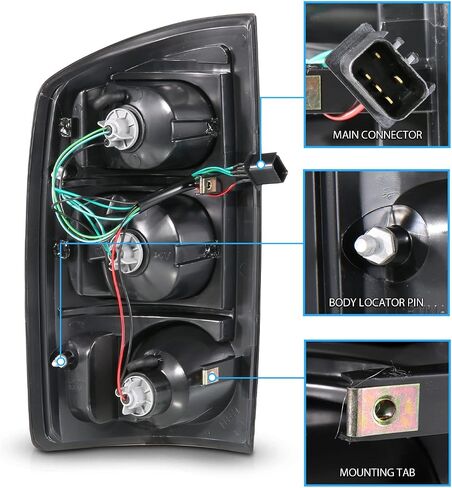 AmeriLite for 2002-2006 Dodge Ram 1500 | 03-06 Ram 2500 3500 Pickup Euro-Style Clear Black Replacement Taillights Pair - Driver and Passenger Side in Saudi Arabia