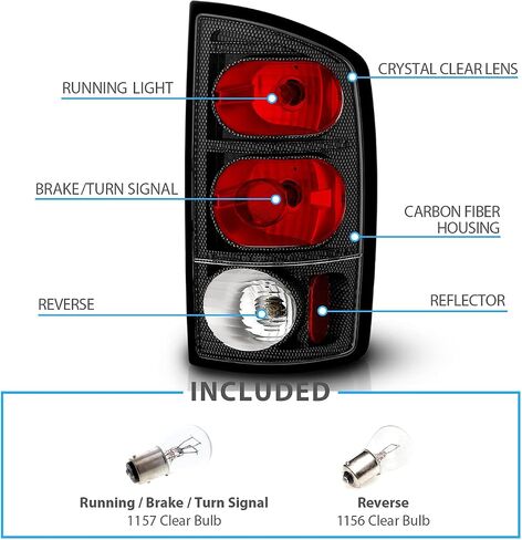 أمريليت ل 2002-2006 دودج رام 1500 | 03-06 Ram 2500 3500 Pickup Euro-Style زوج المصابيح الخلفية البديلة باللون الأسود الشفاف - جانب السائق والراكب in Saudi Arabia