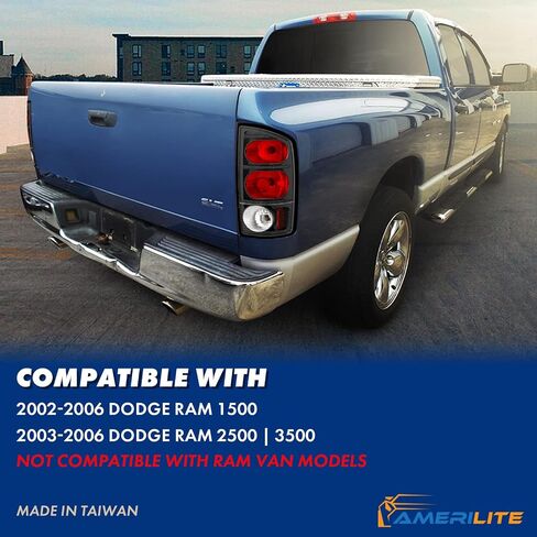 أمريليت ل 2002-2006 دودج رام 1500 | 03-06 Ram 2500 3500 Pickup Euro-Style زوج المصابيح الخلفية البديلة باللون الأسود الشفاف - جانب السائق والراكب in Saudi Arabia
