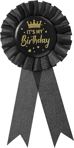 MECCANIXITY It's My Birth Ribbon شارة عيد ميلاد دبوس صفيح دبوس بروش للنساء والرجال ديكورات حفلات أعياد الميلاد، أسود in Saudi Arabia