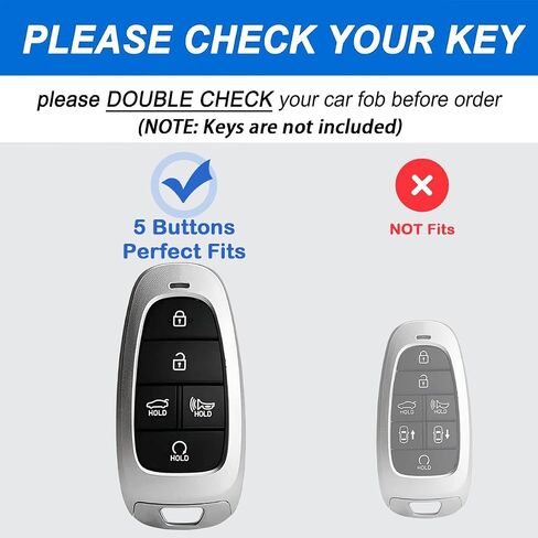 غطاء مفتاح Fob لسيارة Hyundai مع سلسلة مفاتيح، جلد علوي + حافظة مفاتيح سيارة ناعمة من مادة TPU لعام 2024 2023 2022 Hyundai Sonata Santa Fe Nexo Tucson (5 أزرار، بني) in Kuwait
