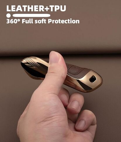 غطاء مفتاح Fob لسيارة Hyundai مع سلسلة مفاتيح، جلد علوي + حافظة مفاتيح سيارة ناعمة من مادة TPU لعام 2024 2023 2022 Hyundai Sonata Santa Fe Nexo Tucson (5 أزرار، بني) in Kuwait