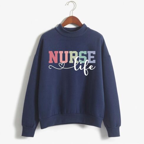 Nurse Life Graphic Sweatshirt for Women Long Sleeve Shirt Nursing School Graduation Gift Pullover Tops in Saudi Arabia
