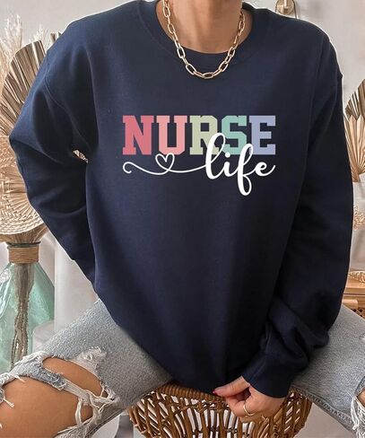 Nurse Life Graphic Sweatshirt for Women Long Sleeve Shirt Nursing School Graduation Gift Pullover Tops in Saudi Arabia