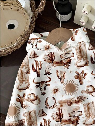 Women's Graphic Hoodies Long Sleeve Hooded Sweatshirts Western Cowgirls Outfits in Saudi Arabia
