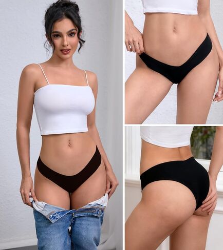 Women Seamless Underwear Stretch Invisible - No Show Panties Soft Bikini Breathable Cheeky Hipster V Cut 7 Pack in Saudi Arabia