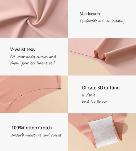 Women Seamless Underwear Stretch Invisible - No Show Panties Soft Bikini Breathable Cheeky Hipster V Cut 7 Pack in Saudi Arabia