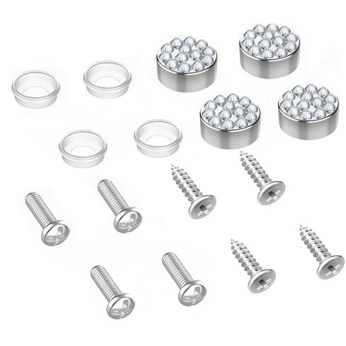 SHARE&CARE License Plate Frame Screw Set with Crystal Caps, Decorative Rhinestone Covers, 4 Sets (White) in Kuwait