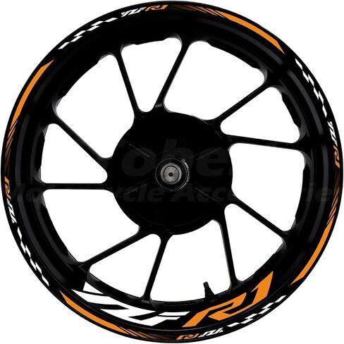 Awonderful Motorcycle Reflective Wheel Stripes kit, Vinyl Wheel Rim Stickers Compatible with Yamaha YZF1000 R1 2015-2024 (Orange) in Saudi Arabia