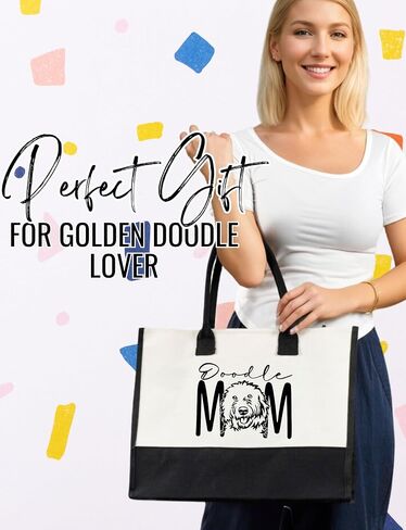 InnoBeta Doodle Mom Gifts Canvas Tote Bag with Top Zipper Closure and Shoulder Strap for Birthday, Mother's Day, Christmas in Saudi Arabia
