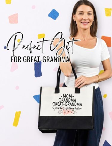 حقيبة حمل قماشية من InnoBeta Great Grandma Gifts، مع سحاب إغلاق علوي وحزام كتف، هدايا للجدة العظيمة في عيد الأم، وعيد الميلاد، والكريسماس، أنا فقط أتحسن in Saudi Arabia